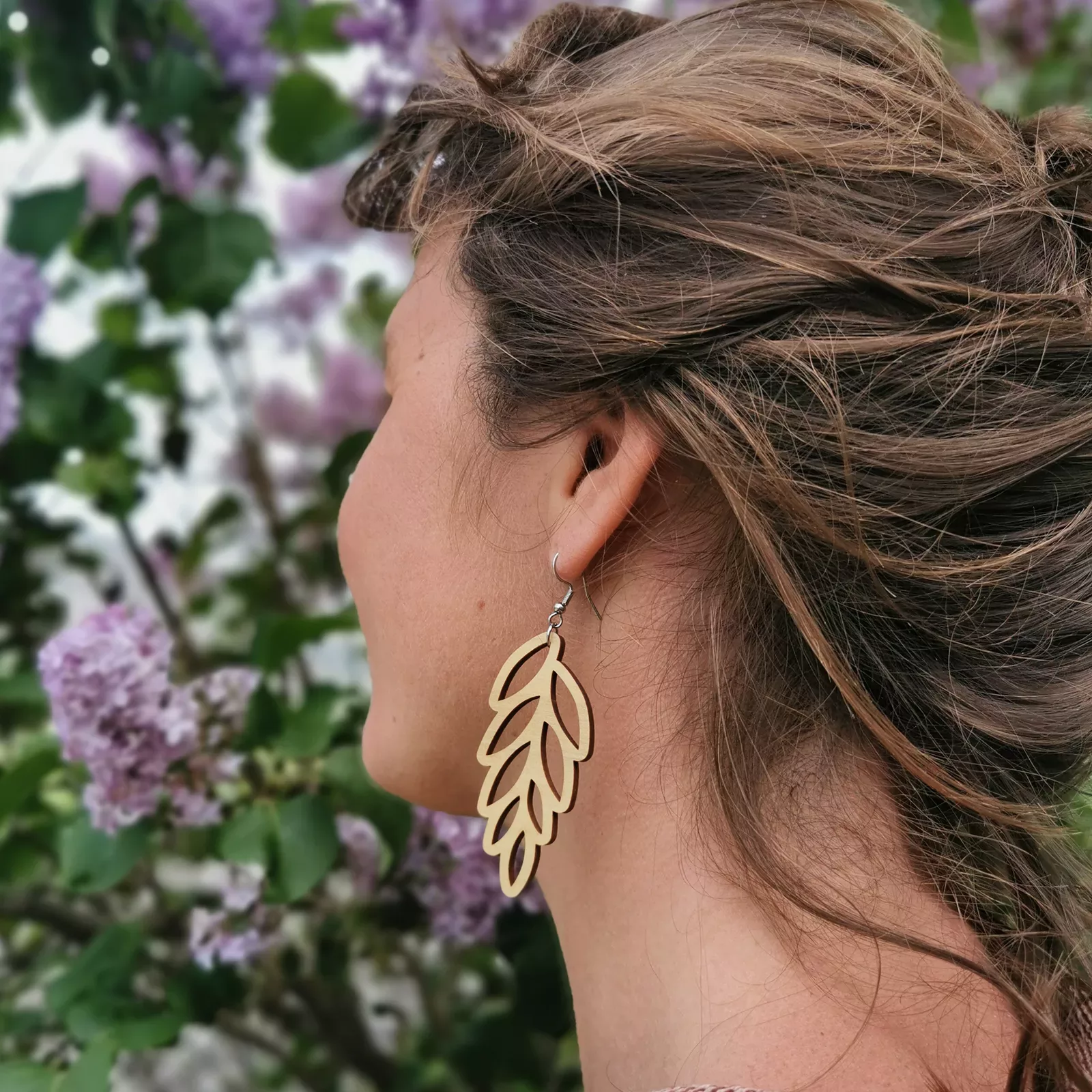 Boucles d'oreilles "Derev" en bois de Peuplier