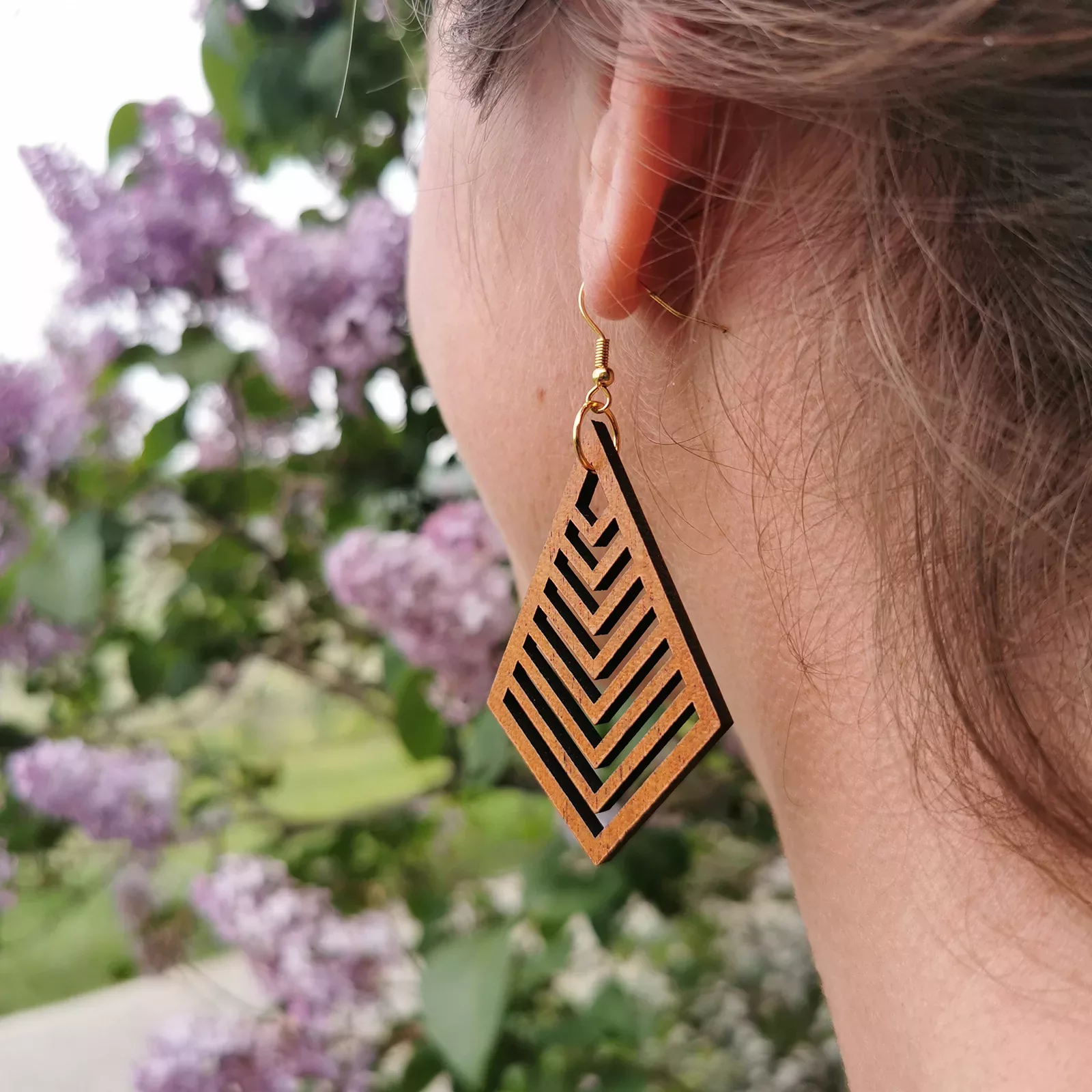 Boucles d'oreilles "Maya" en bois d'Acajou