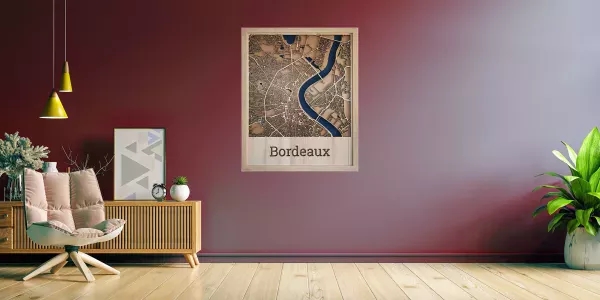 Carte de ville en relief encadrée - 65x45cm