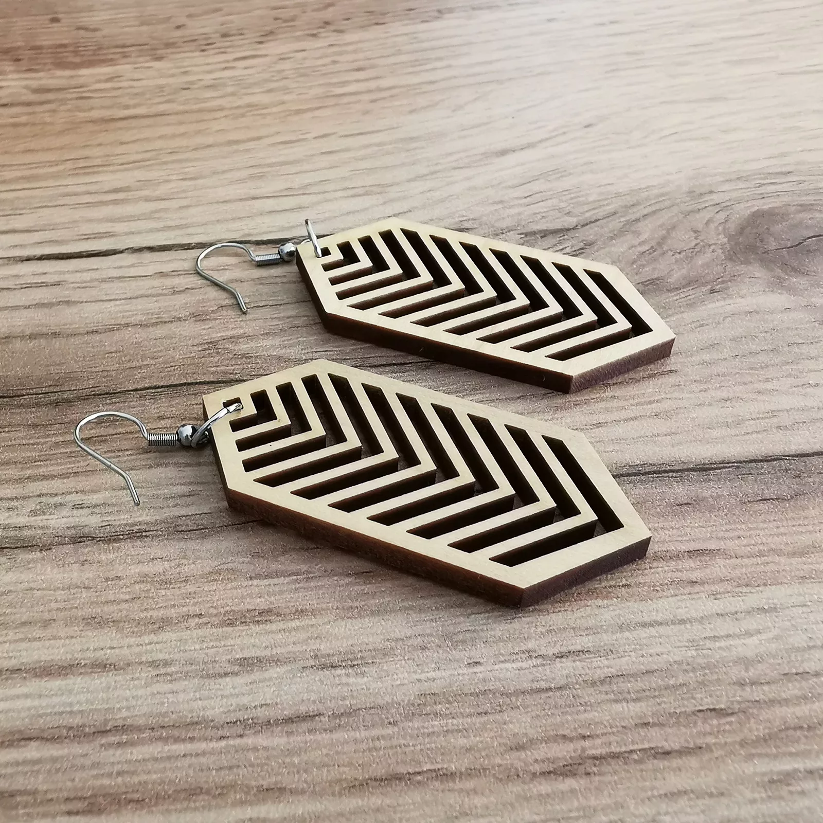 Boucles d'oreilles "Slak" en bois de Peuplier