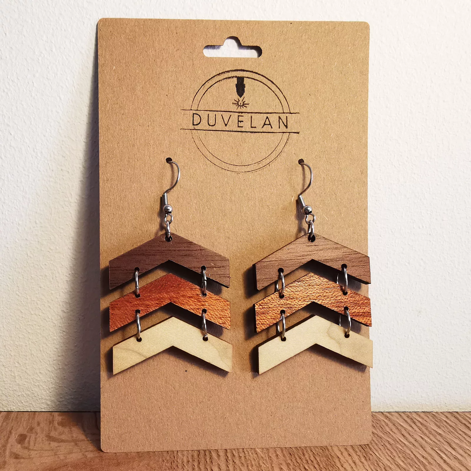 Boucles d'oreilles "Trio" en 3 essences de bois