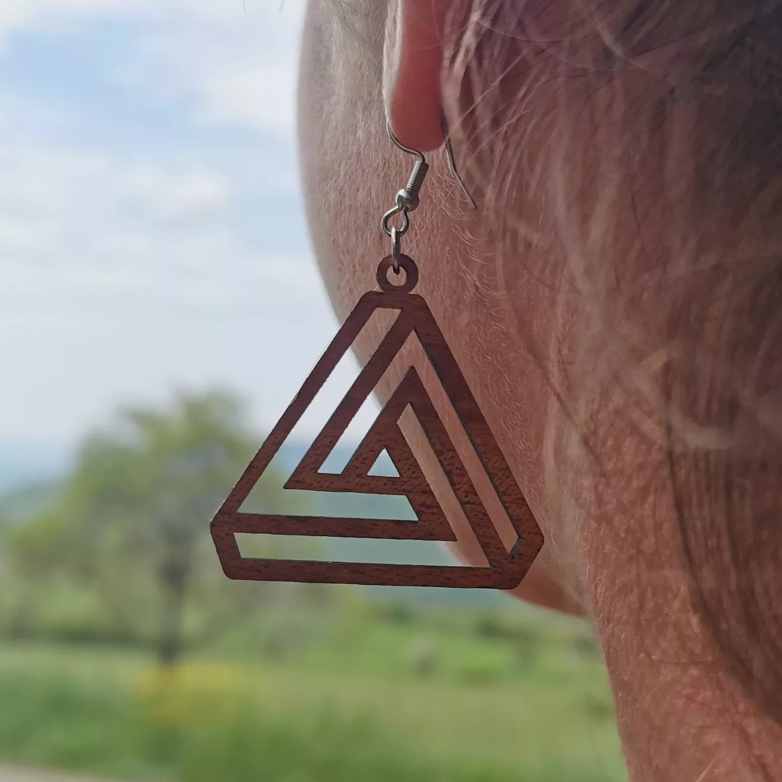 Boucles d'oreilles "Bermudes" en bois de Noisetier