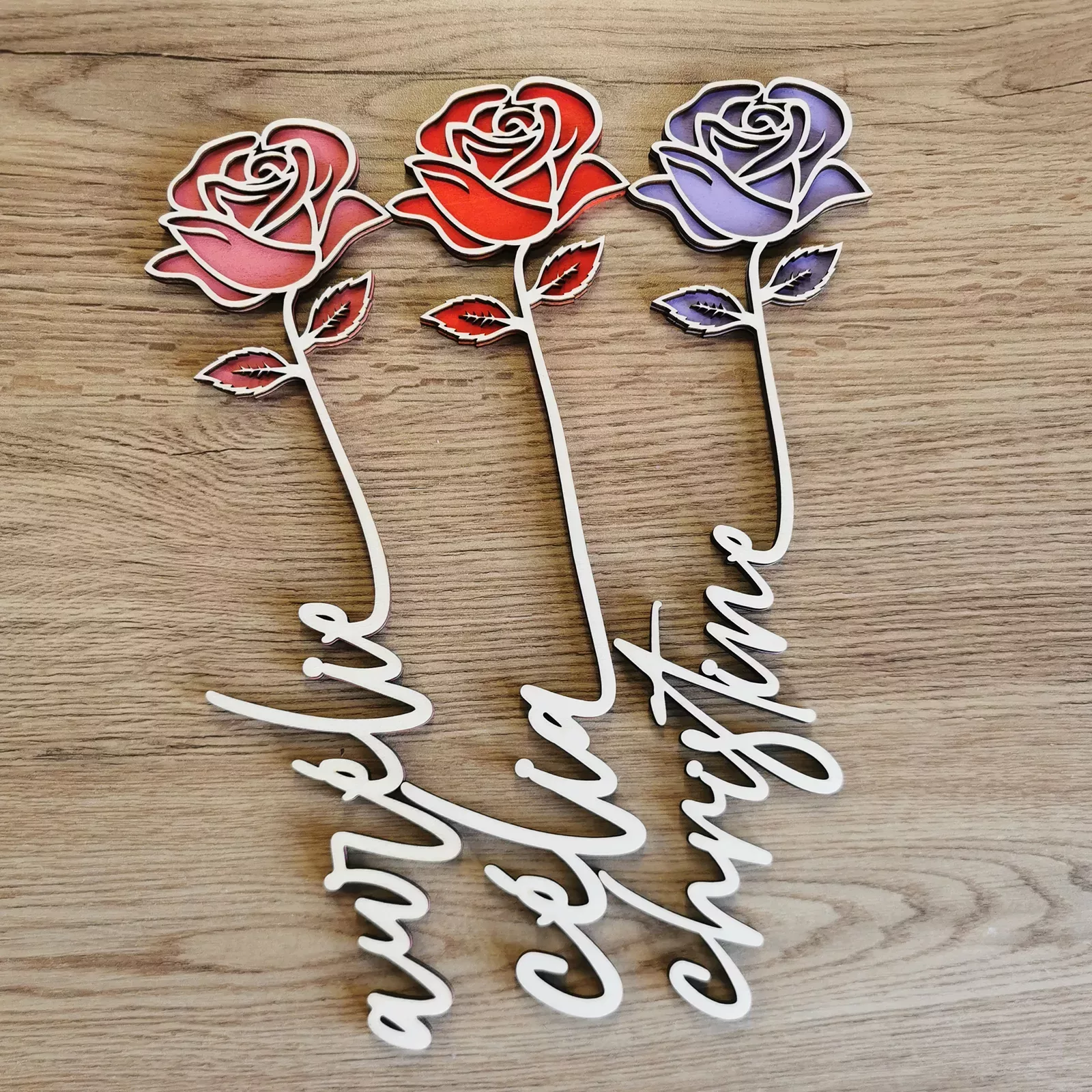 Rose en bois personnalisable