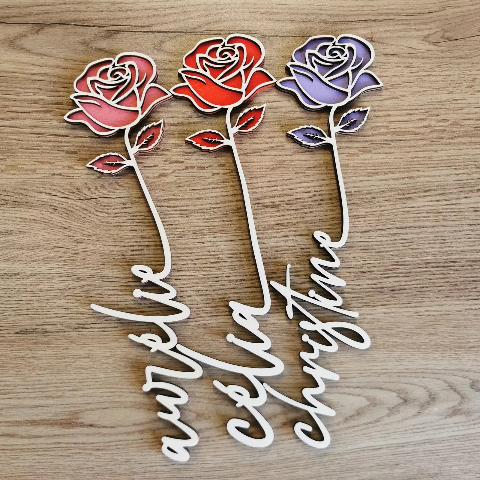 Rose en bois personnalisable