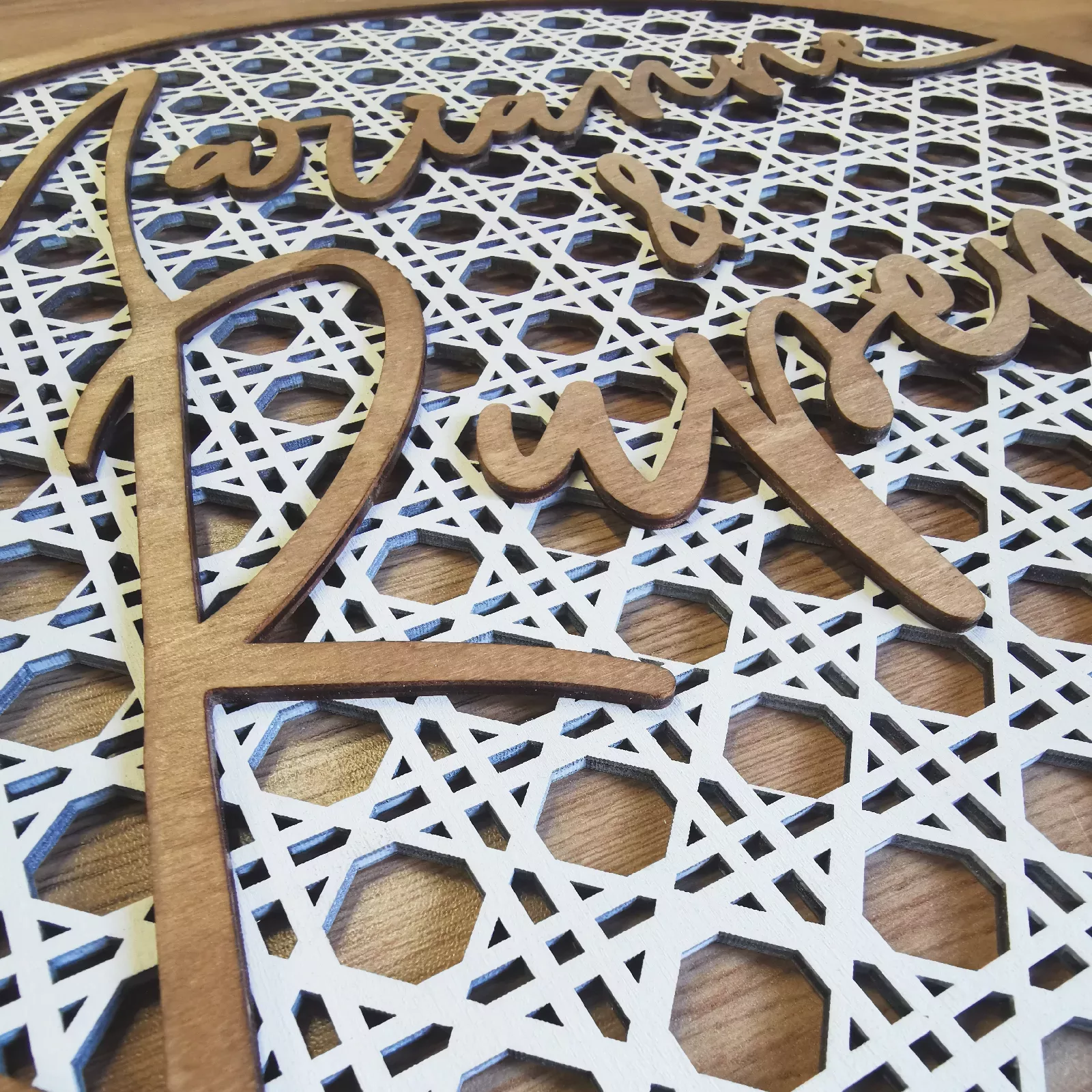 Cercle prénom(s) sur motif cannage