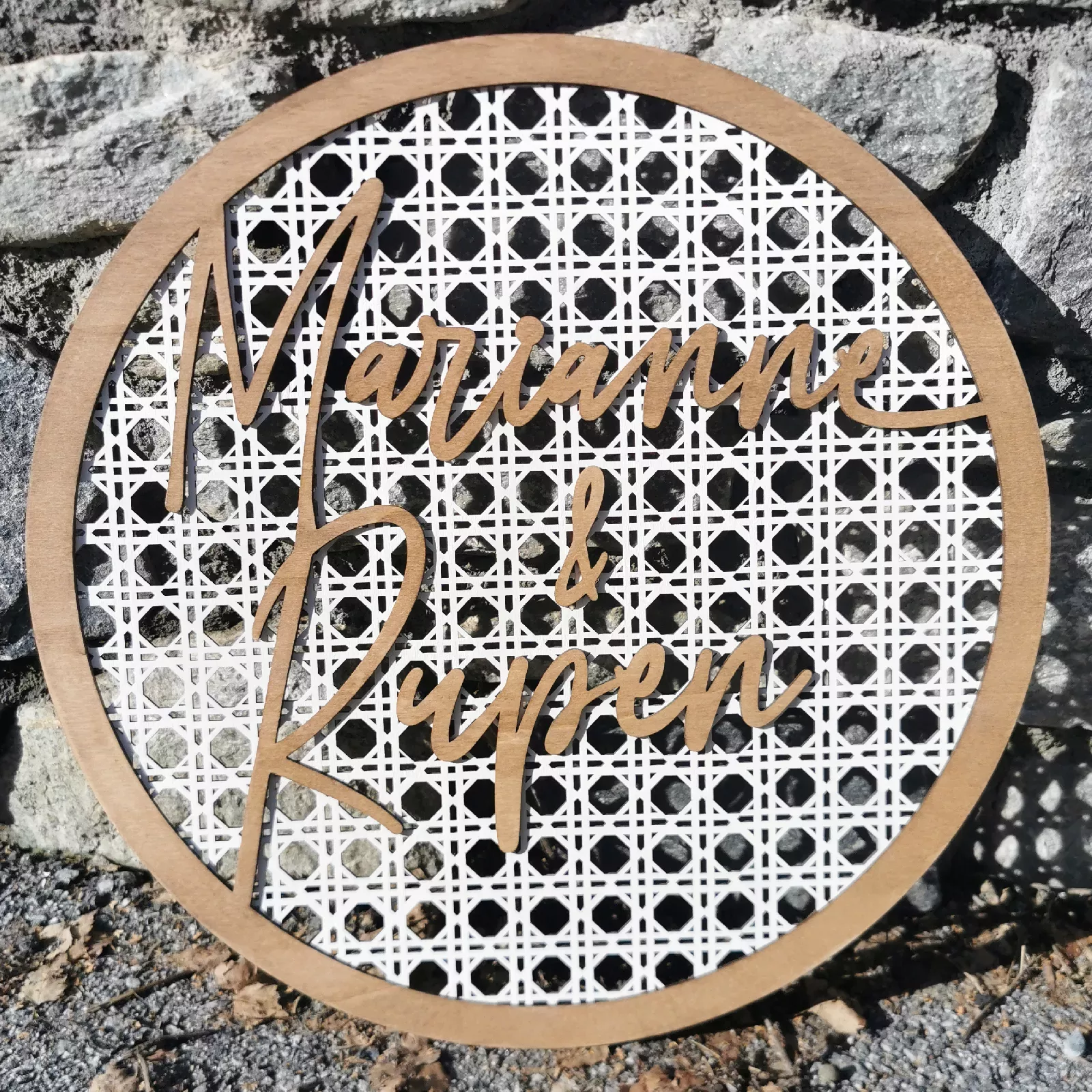 Cercle prénom(s) sur motif cannage