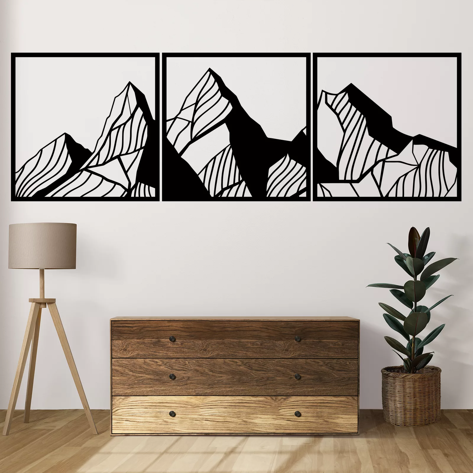 Triptyque évidé en bois noir - Les Aiguilles d'Arves
