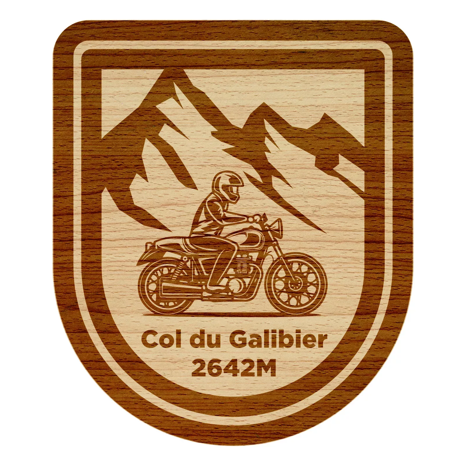 Magnet en bois : le motard