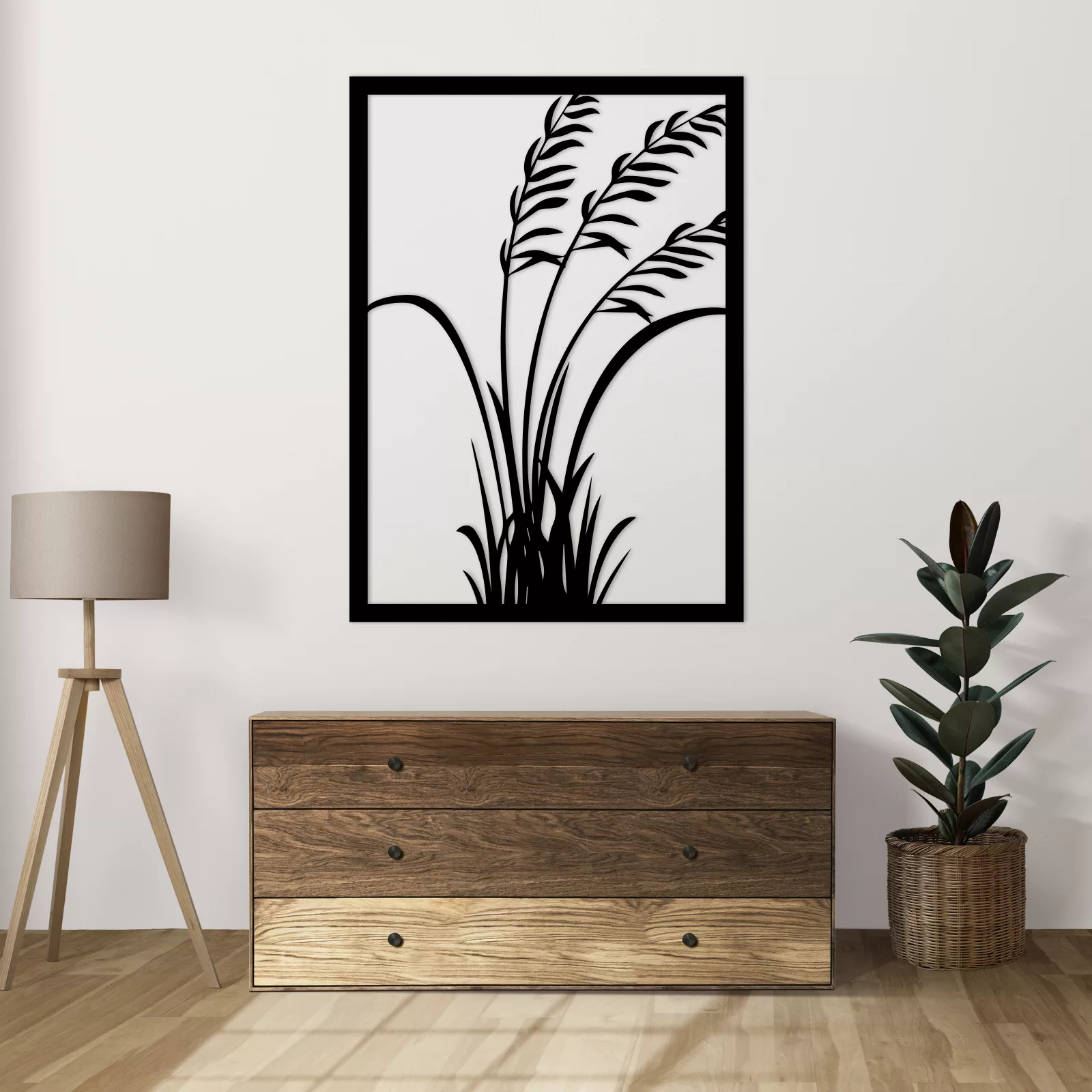 Tableau évidé en bois : "Miscanthus"
