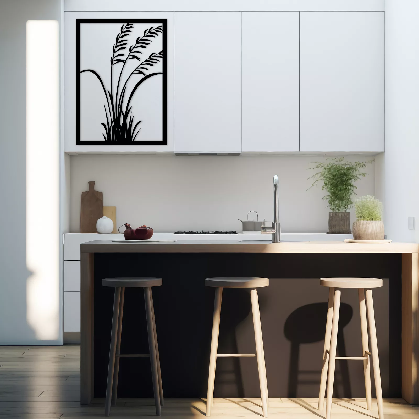 Tableau évidé en bois : "Miscanthus"